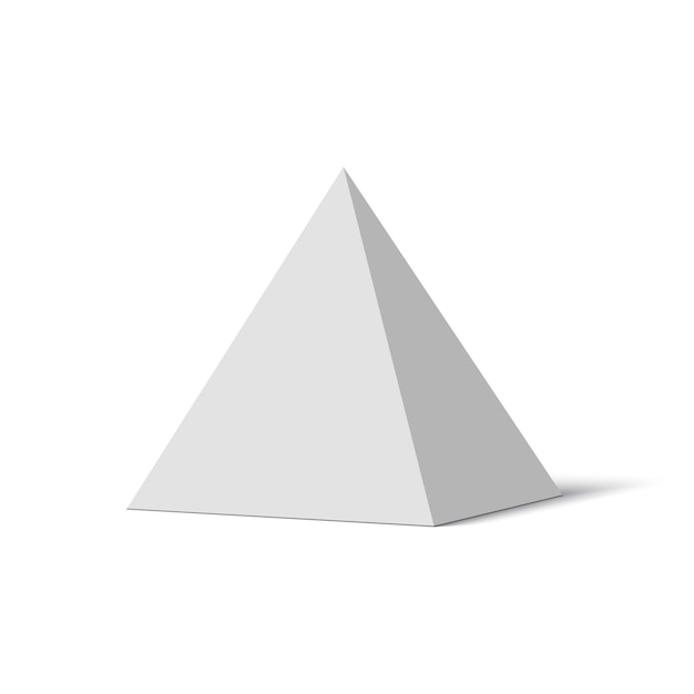 Vector white pyramid with shadow.