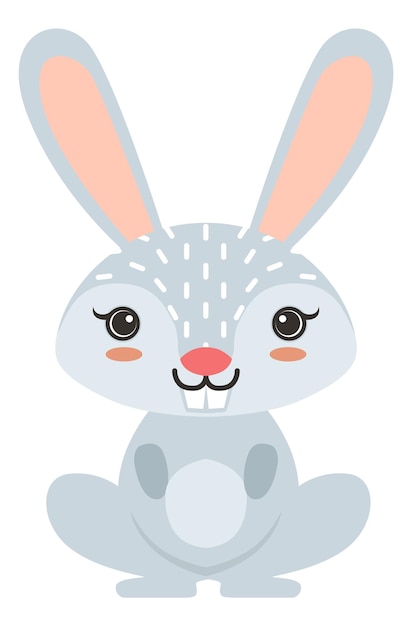 White rabbit character Cute cartoon bunny Forest animal