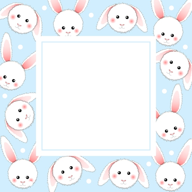 White rabbit on light blue banner card.