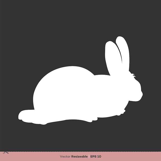 Vettore white rabbit silhouette vector logo template illustration design (design di illustrazione vettoriale della silhouette del coniglio bianco)