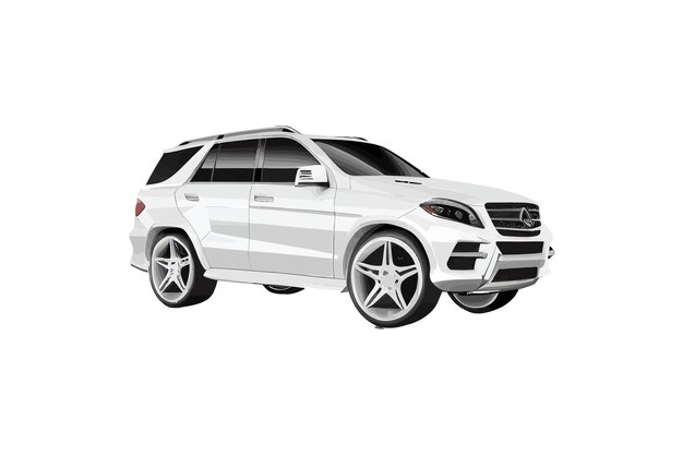 벡터 흰색 현실적인 3d suv 격리 벡터 그림 desing