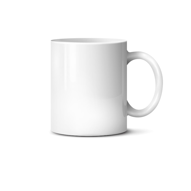 Vector white realistic cup isolated on white background