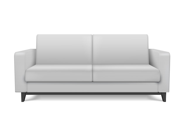 White realistic modern sofa. Furniture for the living room or lounge.