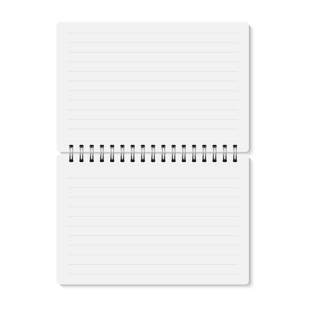 White realistic opened spiral bound notebook.