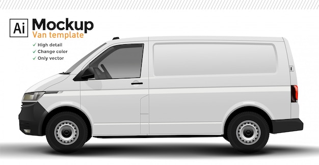 Vector white realistic van template. change body color.