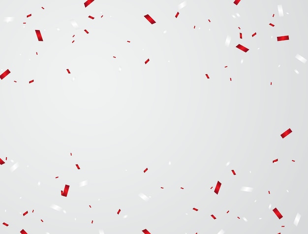 White and red confetti background vector illustration