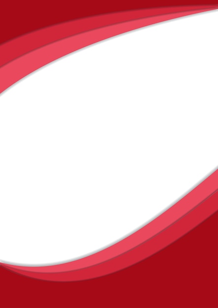 White and red simple wave background with shadow vector