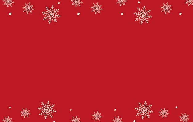 White and red snowflake border, Christmas design for greeting card background. Vector illustration,