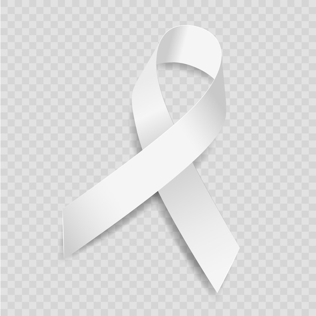 Vector white ribbon awareness bone cancer, coronavirus, osteoporosis, poverty, victims of terrorism, adoption. isolated on transparent background. vector illustration.