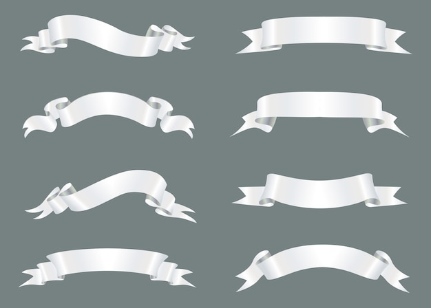 Vector white ribbons collection