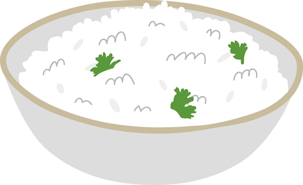 Vector white rice in bowl