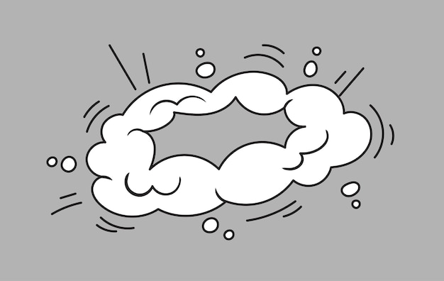 White ring cloud of bang effect or explosion energy isolated vector illustration in comic cartoon design