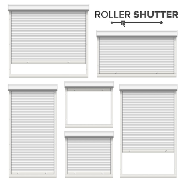 White roller shutters set