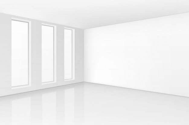  White Room Interior in Minimal Style with Empty Wall Background