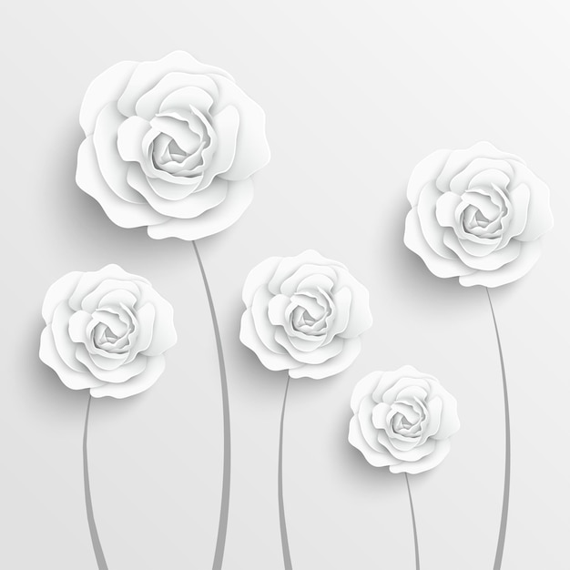 Белые розы, вырезанные из бумаги