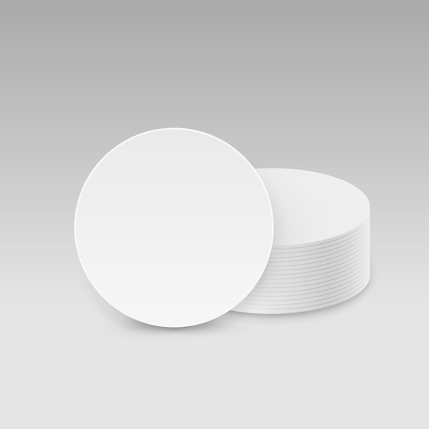 White Round Blank Beer Coasters   Isolated