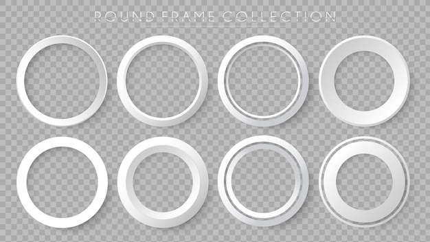 White round frames vector set. Blank circle icons, round symbols