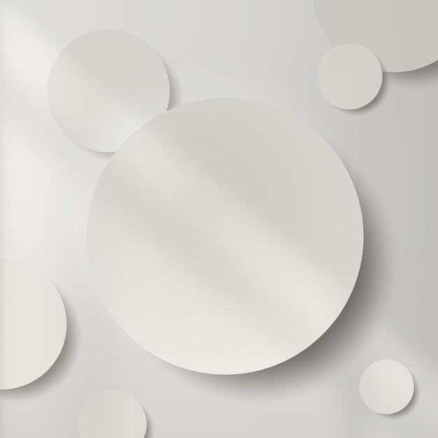 white round paper cut with drop shadow pattern background vector