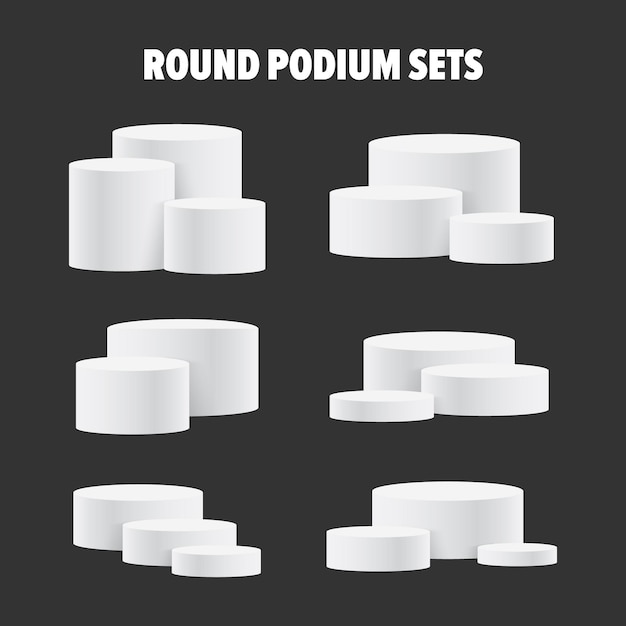 White Round Podium Sets