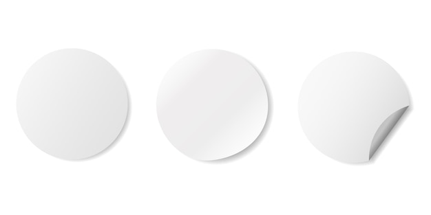 Vector white round stickers mark badge for blank template circular shaped blank paper labels