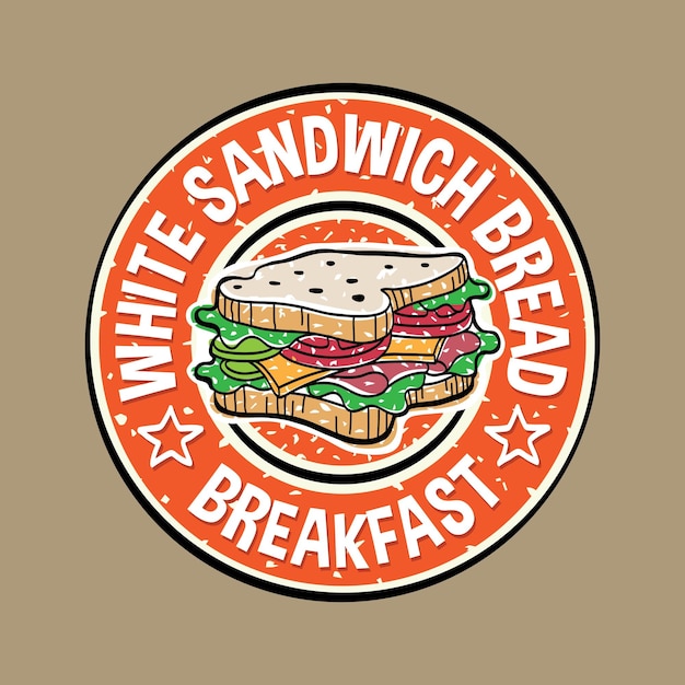 白いサンドイッチパン手描きデザイン