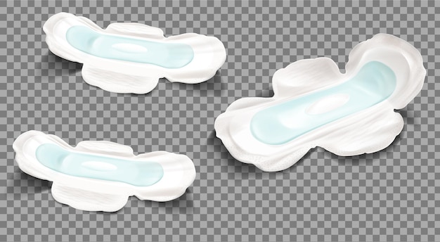 Белая гигиеническая салфетка или подкладки с крыльями, изолированными на прозрачном фоне