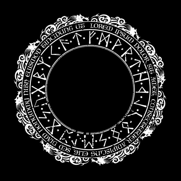 Vector white scandinavian circle runes