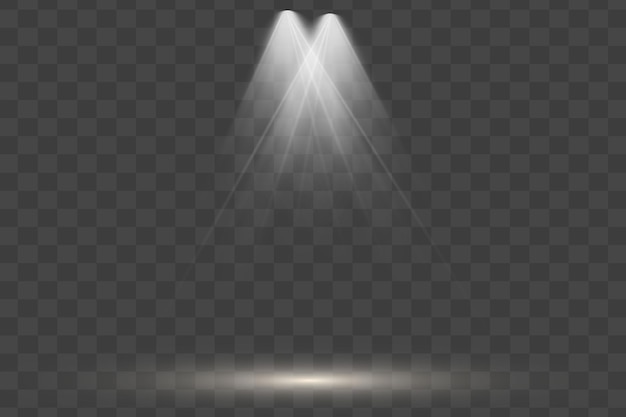 White scene on a transparent background with spotlights Vector illustration Measure of action