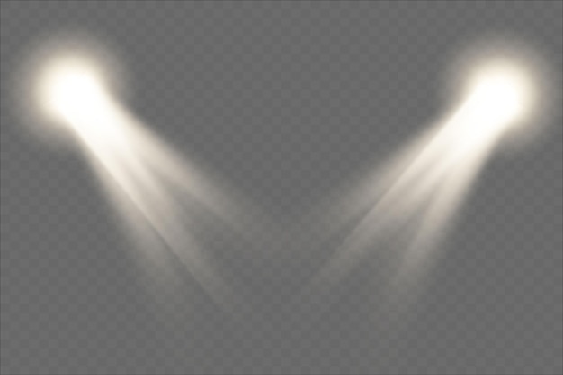White scene on a transparent background with spotlights Vector illustration Measure of action