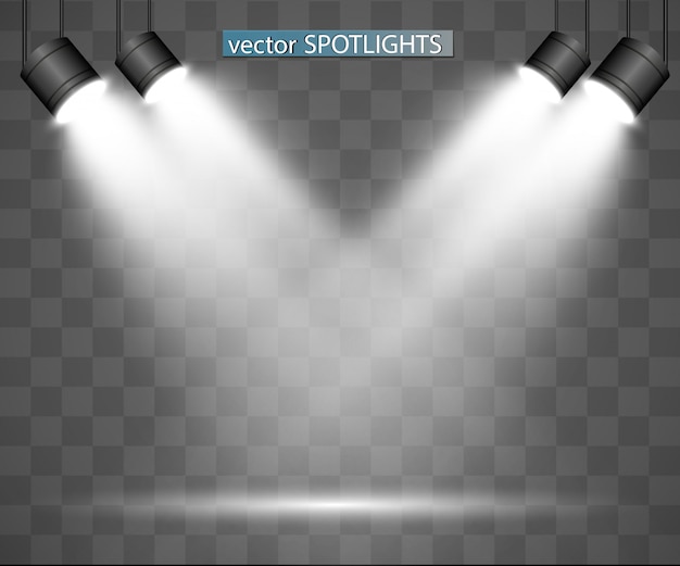 Vector white scene on with spotlights. illustration.