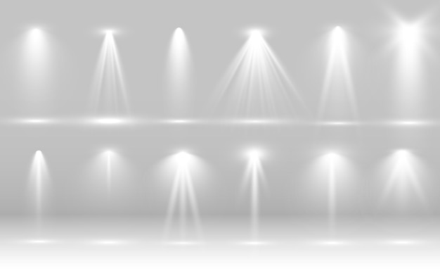 Белая сцена с векторной иллюстрацией прожекторов