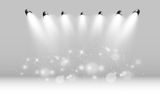 White scene on with spotlights Vector illustration