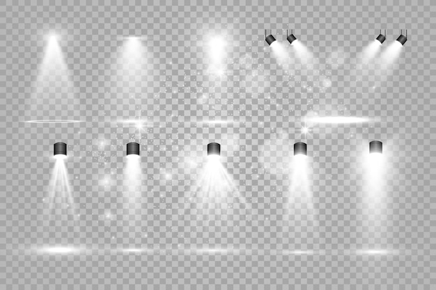 White scene on with spotlights Vector illustration