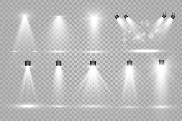 White scene on with spotlights Vector illustration