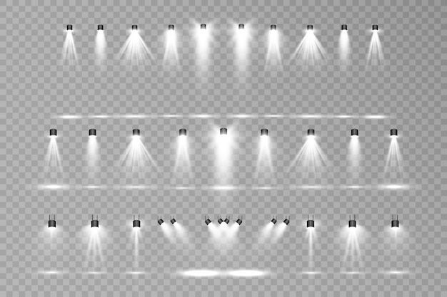 스포트라이트가 켜진 흰색 장면. 벡터 일러스트입니다.
