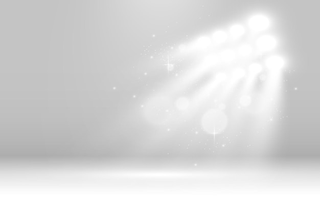Vector white scene on with spotlights. vector illustration.