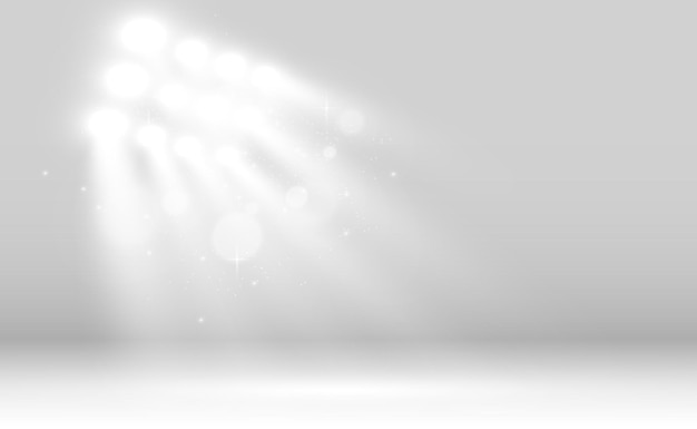 White scene on with spotlights. Vector illustration.