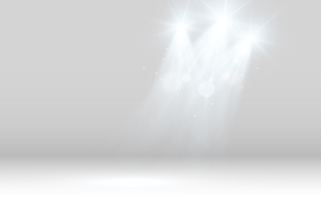 White scene on with spotlights. Vector illustration.