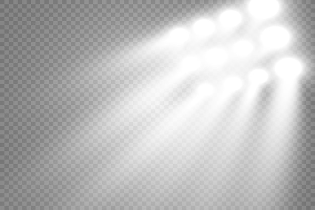 White scene on with spotlights. Vector illustration.