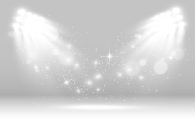 White scene on with spotlights. vector illustration.