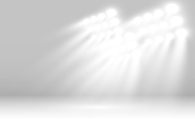 White scene on with spotlights. Vector illustration.