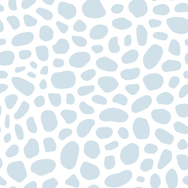 White seamless pattern with blue spots or sea pebbles.