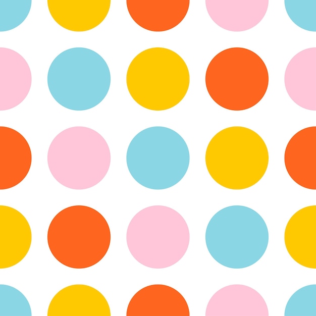 White seamless pattern with colorful circles.