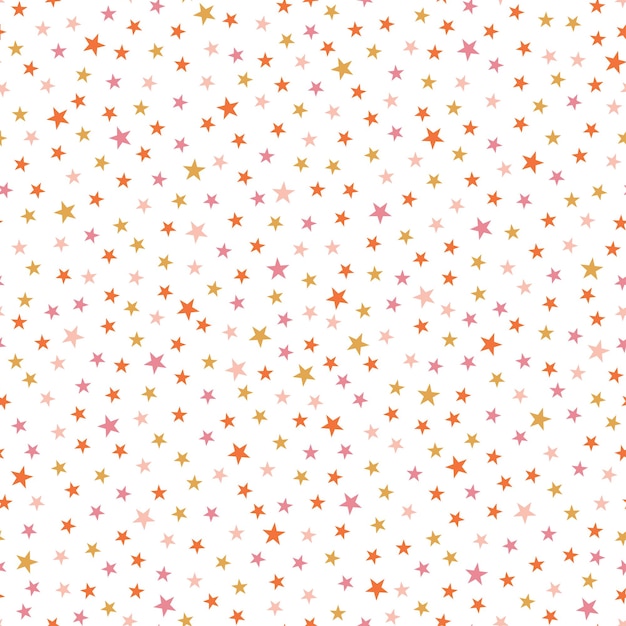 Vector white seamless pattern with orange stars.