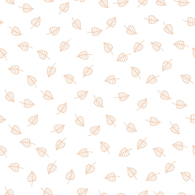 White seamless pattern with pink leaves