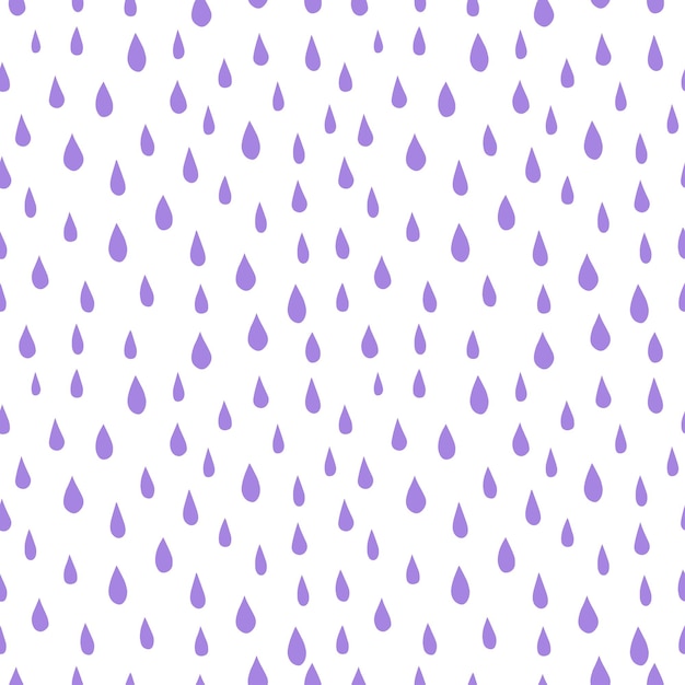 Vector white seamless pattern with purple raindrops