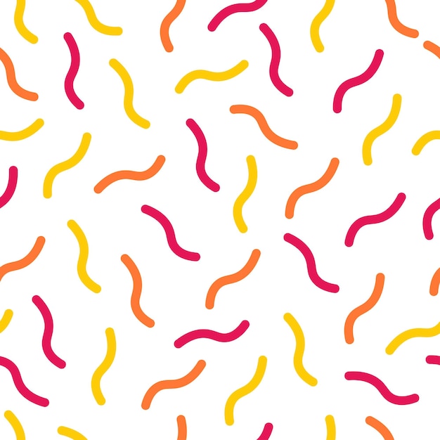 White seamless pattern with yellow and pink memphis design.