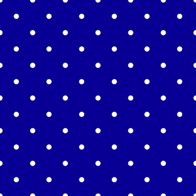 Vector white seamless polka dot pattern on dark blue background