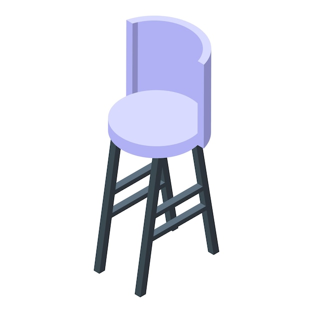 Изометрический вектор белого сиденья. современный стул. мебельный стол.