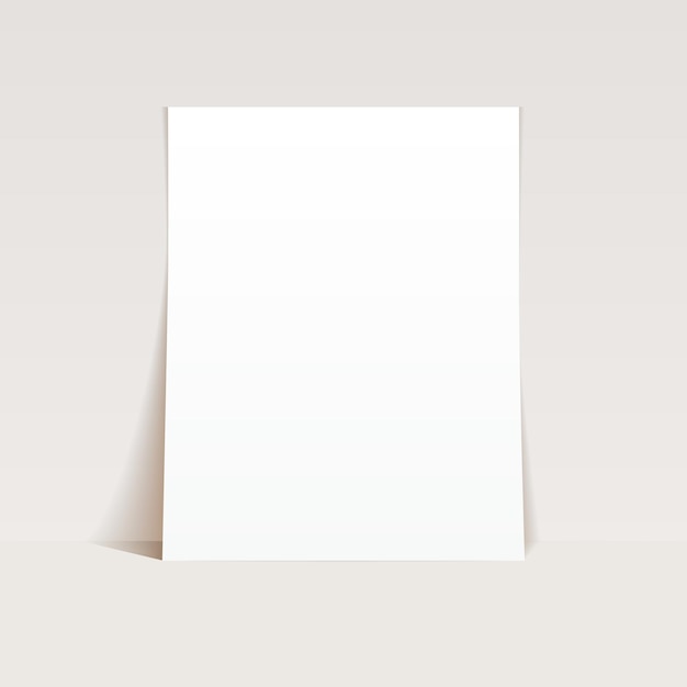 White sheet of paper mockup on light background Blank A4 page with shadow Clean notepad mockup